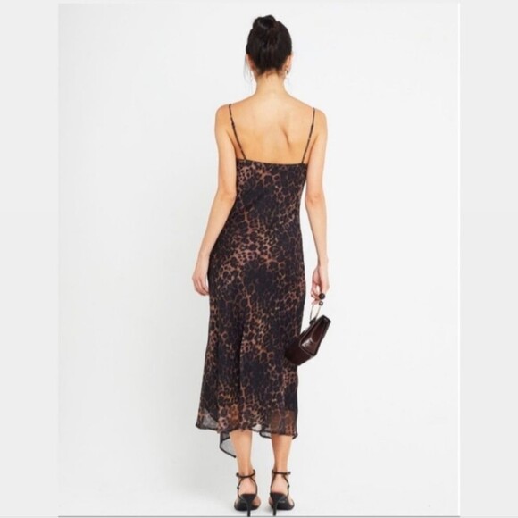 O.P.T Leopard Print Marzena Cowl Neck Slip Midi Dress - Picture 3 of 12